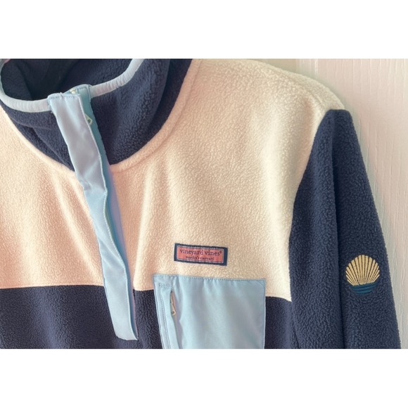 Vineyard Vines Women's Blue Harbor Fleece Quarter Zip Fleece Shell Logo Size M - Picture 4 of 5